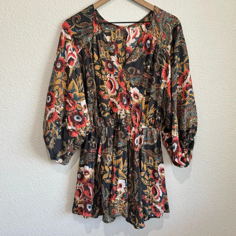 Free People Women's XS High Plains Mini Dress Floral Boho Gypsy Festival Paisley